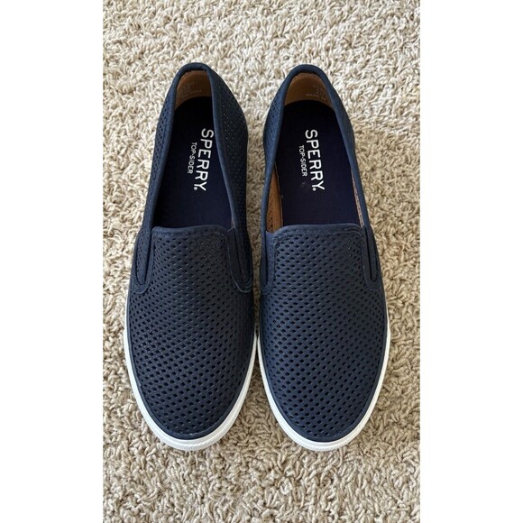 Sperry Seaside Top Sider Boat Shoes Womens Size 8 Navy Slip On Casual Sneakers - Picture 5 of 10